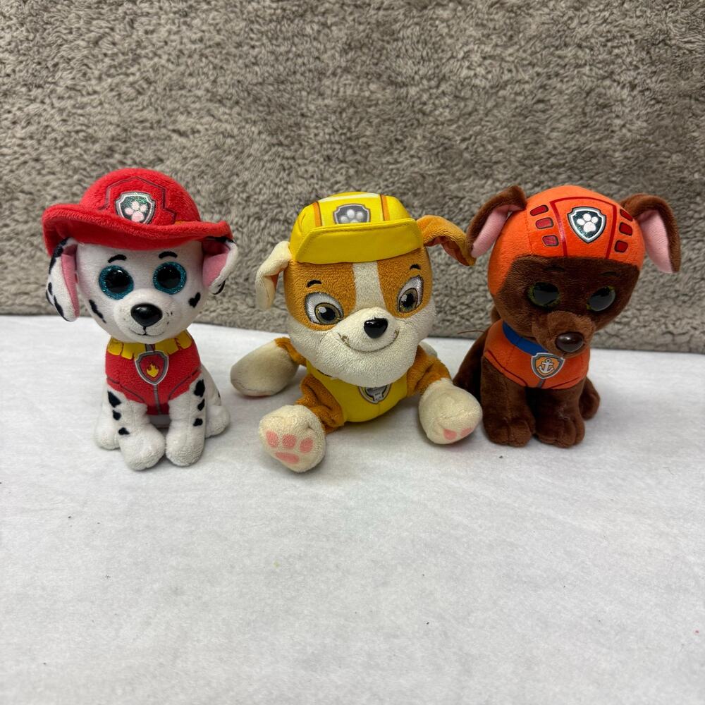 Lot of 3 Paw Patrol Plush Small Stuffed Animals Toys Marshall Rubble Zuma